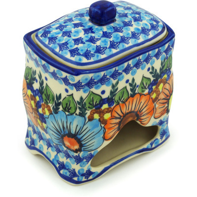 Polish Pottery Jar with Lid 6&quot; Bold Poppies