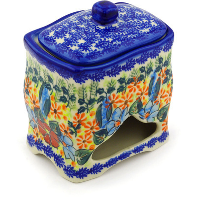 Polish Pottery Jar with Lid 6&quot; Bold Poppies UNIKAT