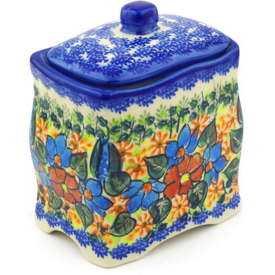 Polish Pottery Jar with Lid 6&quot; Bold Poppies UNIKAT