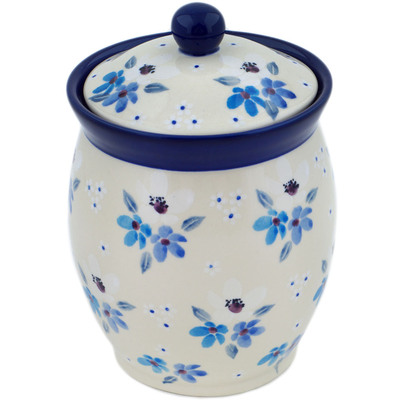 Polish Pottery Jar with Lid 6&quot; Bunches Of Beauty UNIKAT