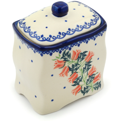 Polish Pottery Jar with Lid 6&quot; California Poppies