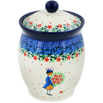 Polish Pottery Jar with Lid 6&quot; Charming Prince UNIKAT