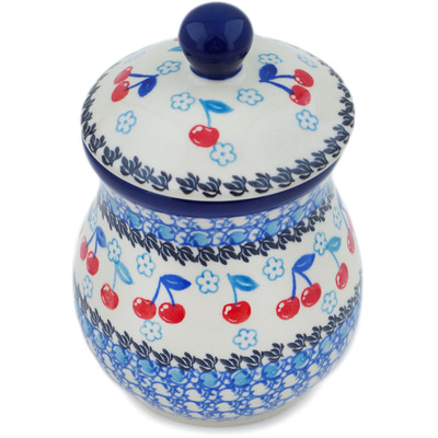 Polish Pottery Jar with Lid 6&quot; Cherry Pickin&#039;