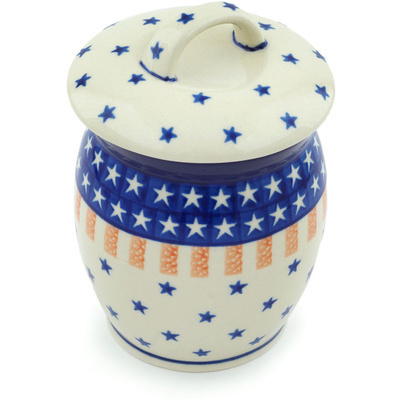 Polish Pottery Jar with Lid 6&quot; Classic Americana