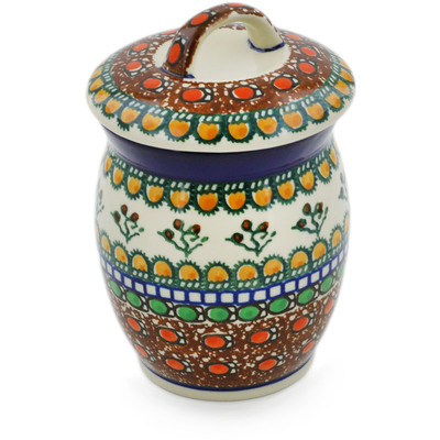 Polish Pottery Jar with Lid 6&quot; Cranberry Medley UNIKAT