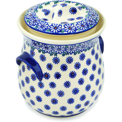 Polish Pottery Jar with Lid 6&quot; Daisy Doodle