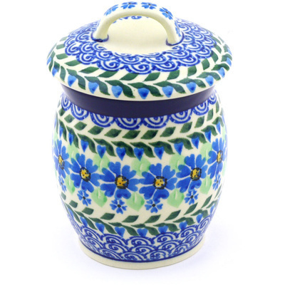 Polish Pottery Jar with Lid 6&quot; Daisy Full Of Love