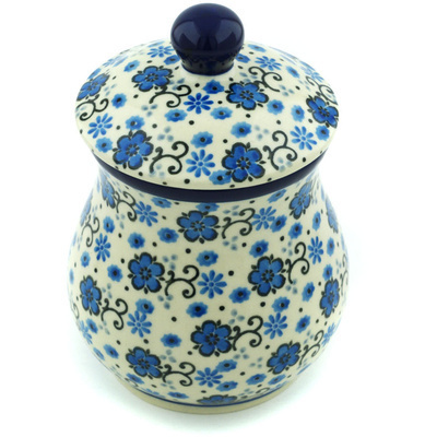 Polish Pottery Jar with Lid 6&quot; Dance With Joy