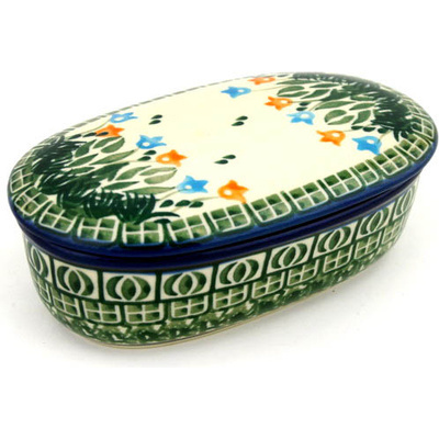 Polish Pottery Jar with Lid 6&quot; Dancing Tulips