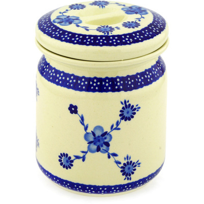 Polish Pottery Jar with Lid 6&quot; Delicate Poppy