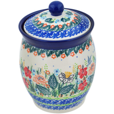 Polish Pottery Jar with Lid 6&quot; Dove Escape UNIKAT