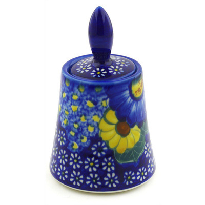 Polish Pottery Jar with Lid 6&quot; Floral Fruit Basket UNIKAT
