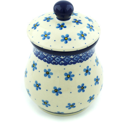 Polish Pottery Jar with Lid 6&quot; Flower Doodle
