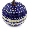 Polish Pottery Jar with Lid 6&quot; Flowering Peacock