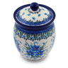 Polish Pottery Jar with Lid 6&quot; Forget Me Not UNIKAT