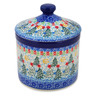 Polish Pottery Jar with Lid 6&quot; Glowing Christmas Trees UNIKAT