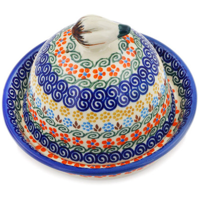 Polish Pottery Jar with Lid 6&quot; Good Days UNIKAT