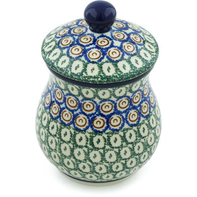 Polish Pottery Jar with Lid 6&quot; Green Apple