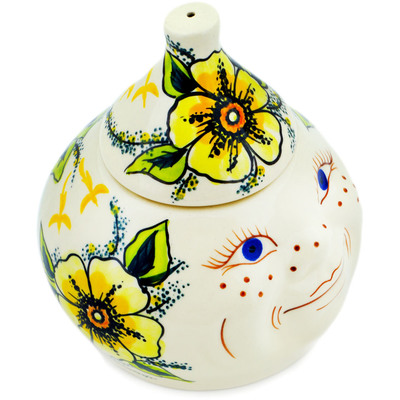 Polish Pottery Jar with Lid 6&quot; Hawaii Sunshine UNIKAT