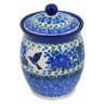 Polish Pottery Jar with Lid 6&quot; Hummingbird Blue UNIKAT