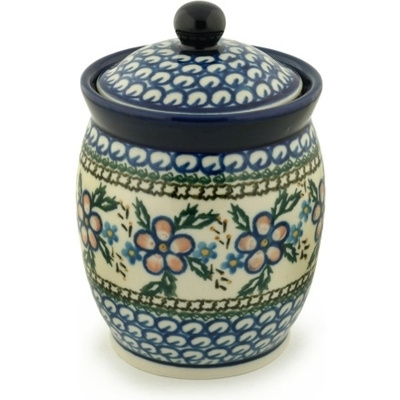 Polish Pottery Jar with Lid 6&quot; Lancaster Rose
