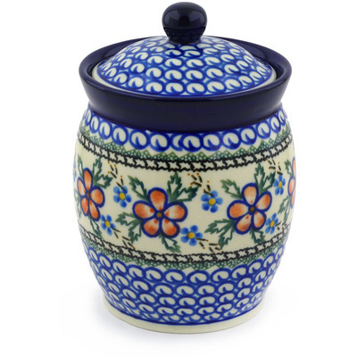 Polish Pottery Jar with Lid 6&quot; Lancaster Rose