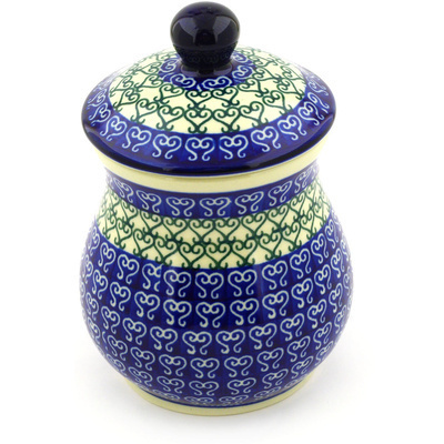 Polish Pottery Jar with Lid 6&quot; Lovely Heart