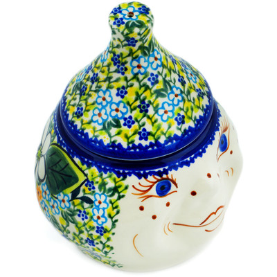 Polish Pottery Jar with Lid 6&quot; Magical Spring UNIKAT