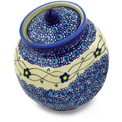 Polish Pottery Jar with Lid 6&quot; Marguerite Daisy