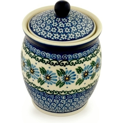 Polish Pottery Jar with Lid 6&quot; Marigold Morning