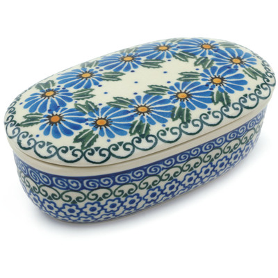 Polish Pottery Jar with Lid 6&quot; Marigold Morning