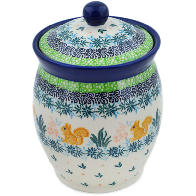 Polish Pottery Jar with Lid 6&quot; Nuts About You UNIKAT