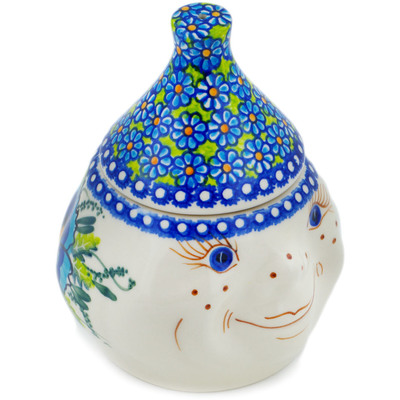 Polish Pottery Jar with Lid 6&quot; Orchid Crown UNIKAT