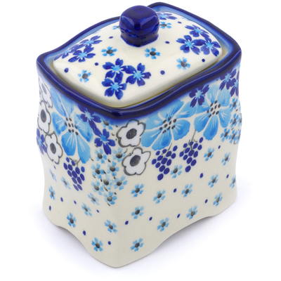 Polish Pottery Jar with Lid 6&quot; Pansy Dawn