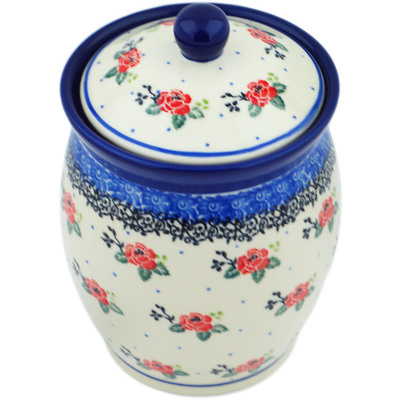 Polish Pottery Jar with Lid 6&quot; Pasadena Delight