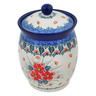 Polish Pottery Jar with Lid 6&quot; Pink Forget Me Not UNIKAT