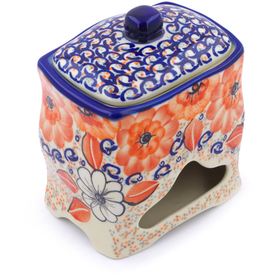 Polish Pottery Jar with Lid 6&quot; Poppy Passion