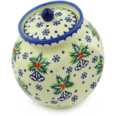 Polish Pottery Jar with Lid 6&quot; Ringing Bells