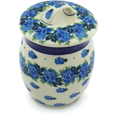 Polish Pottery Jar with Lid 6&quot; Rose Wreath