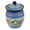 Polish Pottery Jar with Lid 6&quot; Solo Hummingbird UNIKAT