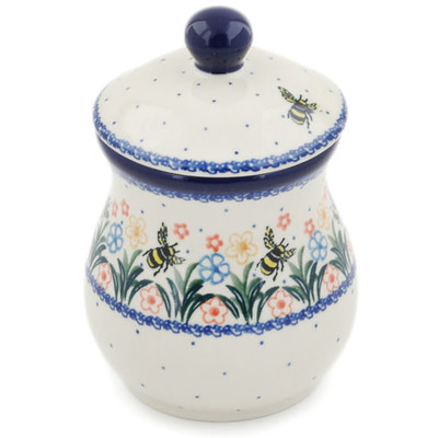 Polish Pottery Jar with Lid 6&quot; Spring Bee