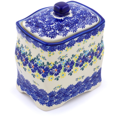 Polish Pottery Jar with Lid 6&quot; Spring Meadow