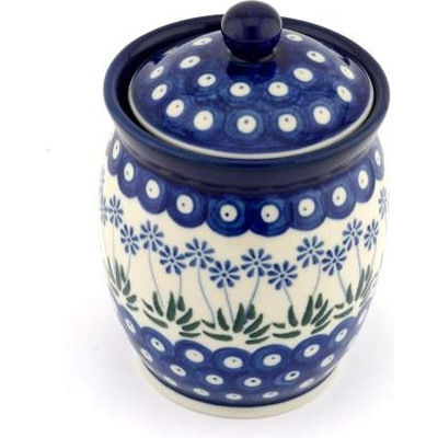 Polish Pottery Jar with Lid 6&quot; Springing Calendulas