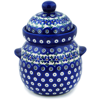 Polish Pottery Jar with Lid 6&quot; Starflower Peacock