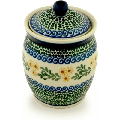 Polish Pottery Jar with Lid 6&quot; Summer Day