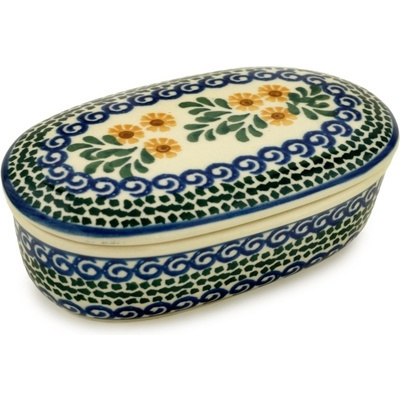 Polish Pottery Jar with Lid 6" Summer Day