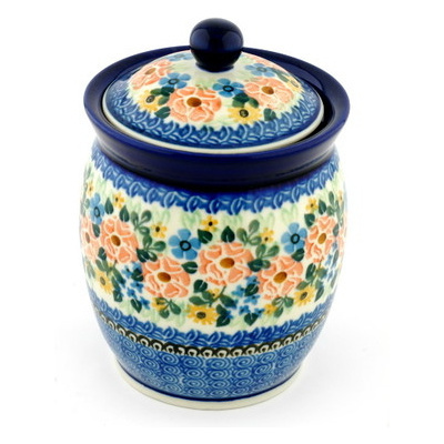 Polish Pottery Jar with Lid 6&quot; Summer Fields UNIKAT