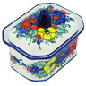 Polish Pottery Jar with Lid 6&quot; Summertime Blues