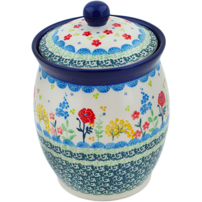 Polish Pottery Jar with Lid 6&quot; Sunday Morning UNIKAT