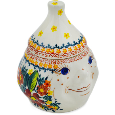 Polish Pottery Jar with Lid 6&quot; Sunset Meadow UNIKAT